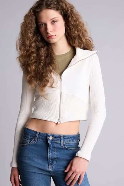 Slim Fit Hooded Thick Sweatshirt Fabric Cardigan