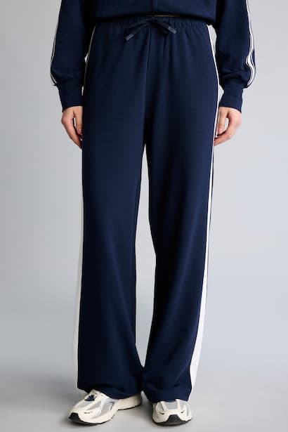 Straight Fit Navy Blue Modal Sweatpants Trousers (4)