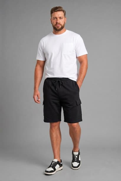 Relax Fit Plus Size Black Shorts