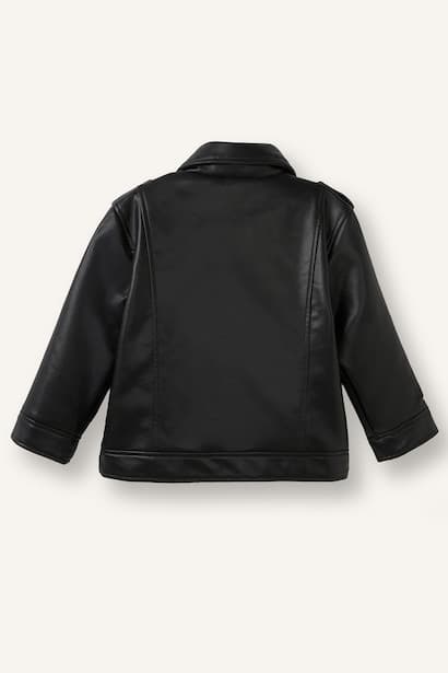 Baby Girl Black Faux Leather Jacket (3)