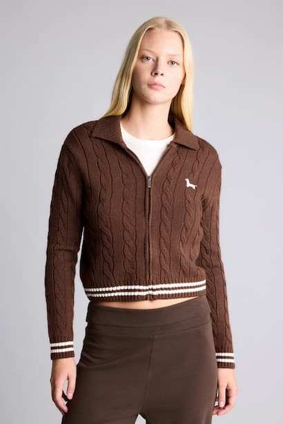 Regular Fit Braided Polo Collar Zip-Up Cardigan (3)