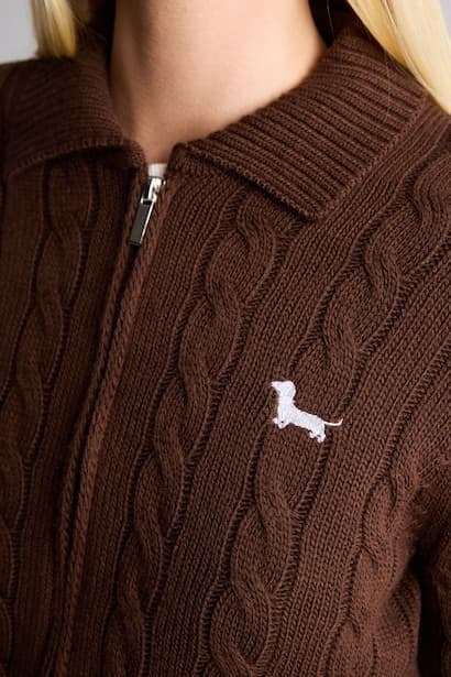 Regular Fit Braided Polo Collar Zip-Up Cardigan (4)