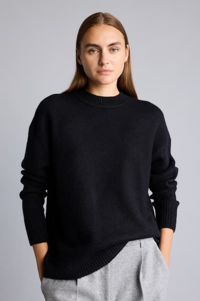 Oversize Fit Basic Crew Neck Knit Pullover (3)