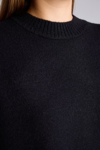 Oversize Fit Basic Crew Neck Knit Pullover (4)