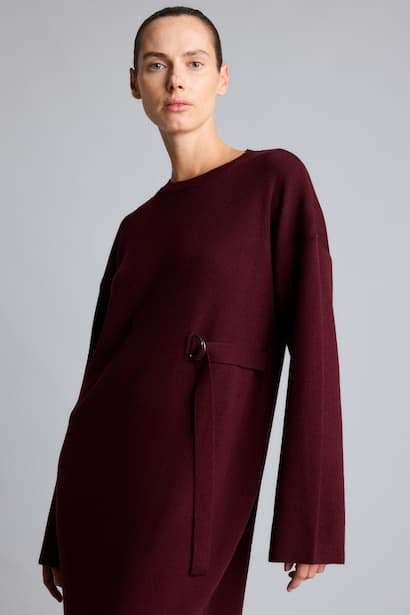 Relax Fit Crew Neck Knit Dress Modest (٣)