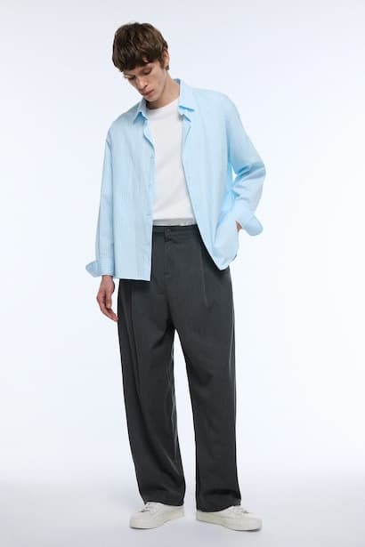 Barrel Fit Wide Leg Trousers