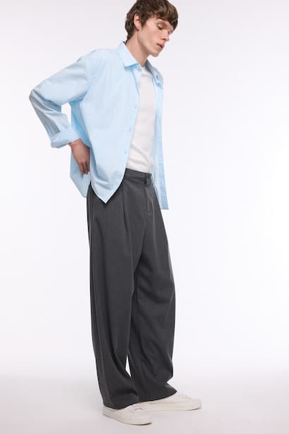 Barrel Fit Wide Leg Trousers (٣)