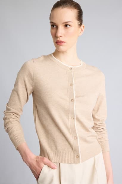 Regular Fit Crew Neck Cardigan