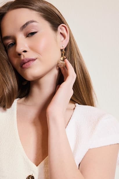 Woman Flower Pattern Earrings Jewellery