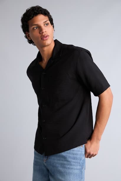 Boxy Fit Crinkle Fabric Short Sleeve Shirt (3)