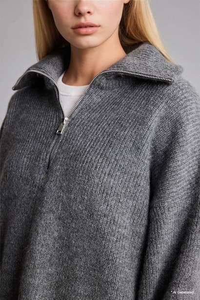 Oversize Fit Polo Collar Pullover (4)
