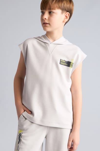Boy Regular Fit modal Sleeveless Hoodie Vest