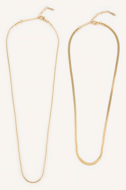 Woman 2-Pack Gold Stainless Steel Chain Necklaces Jewellery