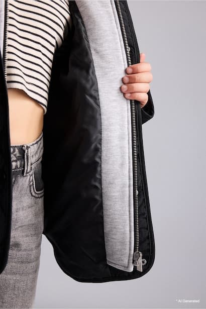 Girl Water-Repellent Lined Quilted Buttoned Zip-Up Jacket Coat (٤)