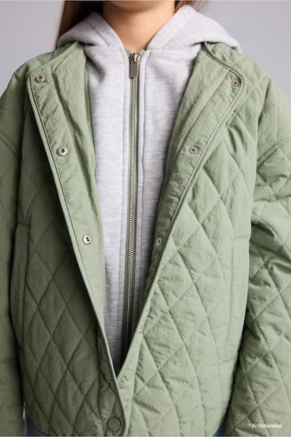 Girl Lightweight Water-Repellent Lined Hooded Puffer Jacket Coat (٣)