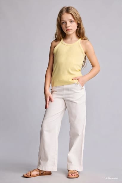 Girl Straight Fit Gabardine Trousers