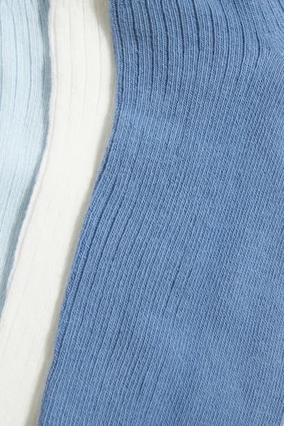 Woman 3 Piece Cotton Ankle Socks Blue (3)