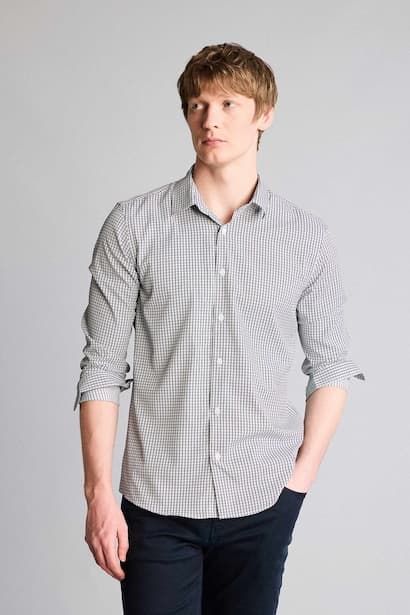 Slim Fit Popeline Long Sleeved Shirt (٣)