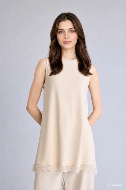 Slim Fit Crew Neck Short Sleeve Tunic Modest