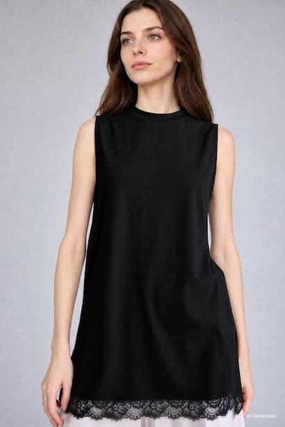 Slim Fit Crew Neck Short Sleeve Tunic Modest