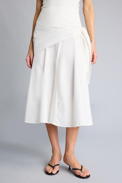 Afra x Defacto A-Line Regular Waist Poplin Midi Skirt (٤)