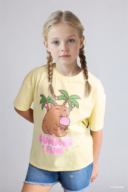 Girl Relax Fit Animal Short Sleeve T-Shirt