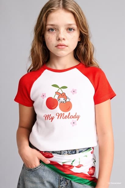 Girl Slim Fit Crew Neck Short Sleeve T-Shirt