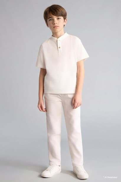 Boy Regular Fit Straight Leg Linen Blend Trousers