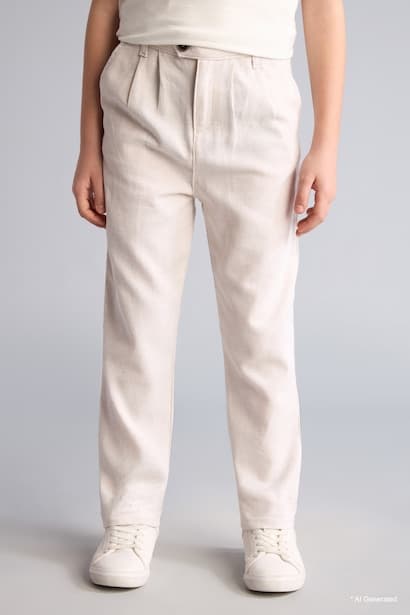 Boy Regular Fit Straight Leg Linen Blend Trousers (٢)