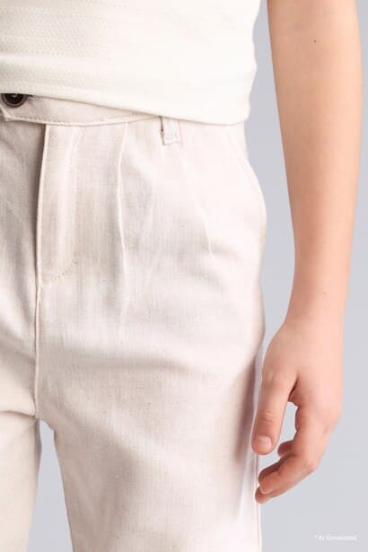 Boy Regular Fit Straight Leg Linen Blend Trousers (٣)