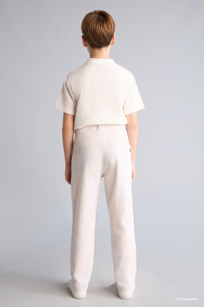 Boy Regular Fit Straight Leg Linen Blend Trousers (٤)