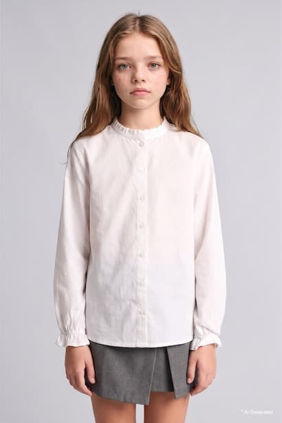 Girl Regular Fit Poplin Long Sleeve Shirt (٣)