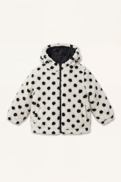 Baby Girl Polka Dot Plush Hooded Jacket