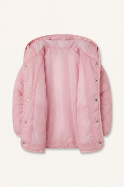 Baby Girl Buttons Hooded Quilted Jacket (3)