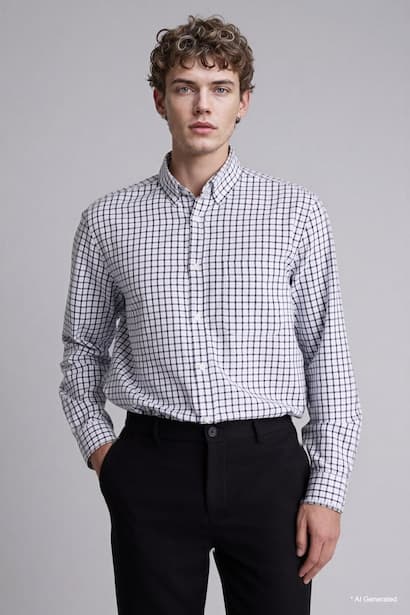 Regular Fit Polo Shirt Oxford Long Sleeve Shirt (3)