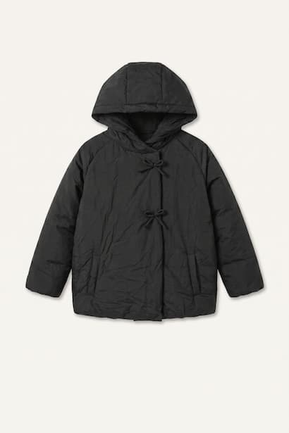 Baby Girl Water-Repellent with Bow Details Hooded Jacket Coat