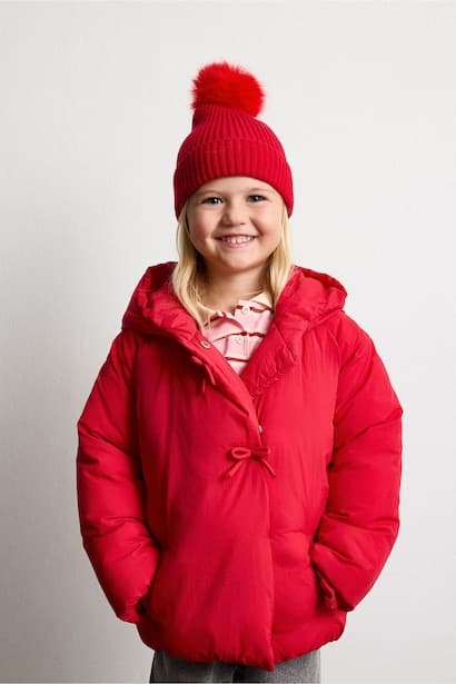Baby Girl Bow Details Hooded Jacket Coat