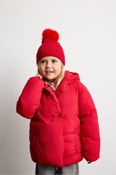 Baby Girl Bow Details Hooded Jacket Coat (٣)