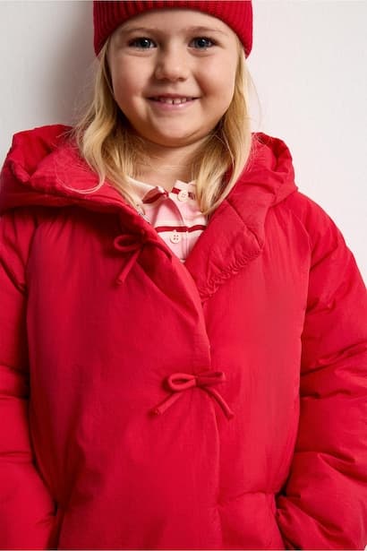Baby Girl Bow Details Hooded Jacket Coat (٤)