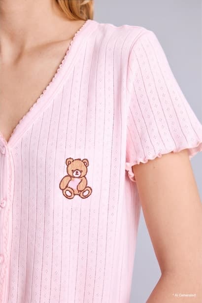 Regular Fit Short Sleeve T-Shirt and Pants Pyjama Set Homewear Set (٤)
