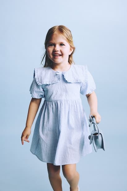 Gingham Short Sleeve Woven Dress (3)