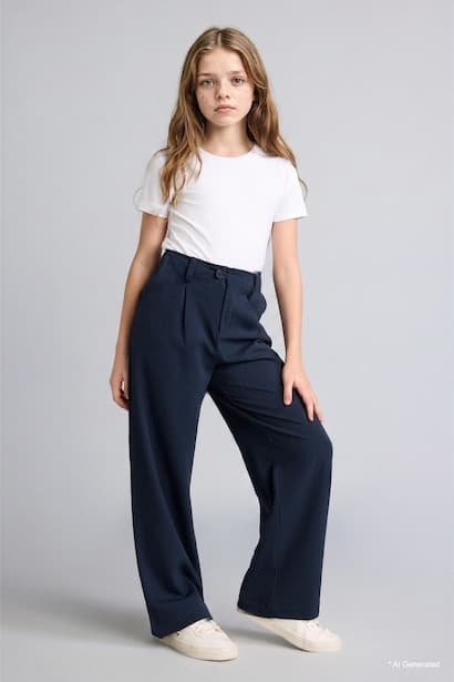 Girl Straight Fit Wide Leg Pants