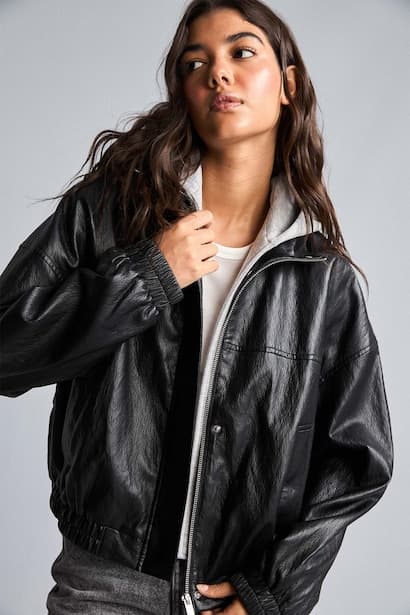 Waterproof Faux Leather Stand Collar Jacket