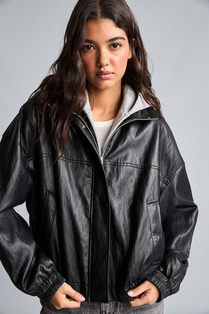 Waterproof Faux Leather Stand Collar Jacket (٣)