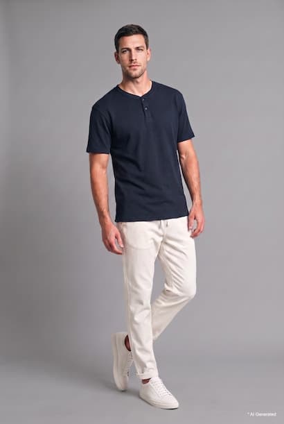 Slim Fit Basic Textured Knit Short Sleeve Henley T-Shirt