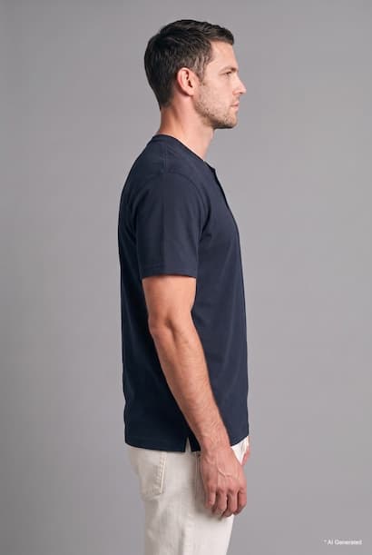 Slim Fit Basic Textured Knit Short Sleeve Henley T-Shirt (3)