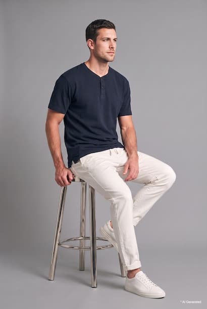 Slim Fit Basic Textured Knit Short Sleeve Henley T-Shirt (4)