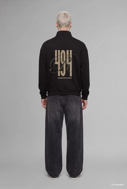 Boxy Fit Printed Half-Zip Sweatshirt