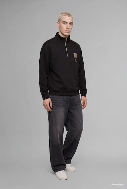 Boxy Fit Printed Half-Zip Sweatshirt (3)