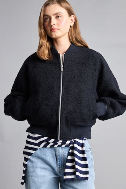 Regular Fit Wool Blend Bomber Jacket